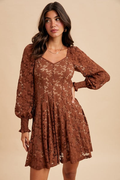 Autumn Dreams Lace Mini Dress