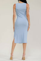 Ice Blue Ribbed Midi Dress-Market Grey Boutique