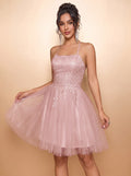 Dusty Pink Sequin Homecoming Dress