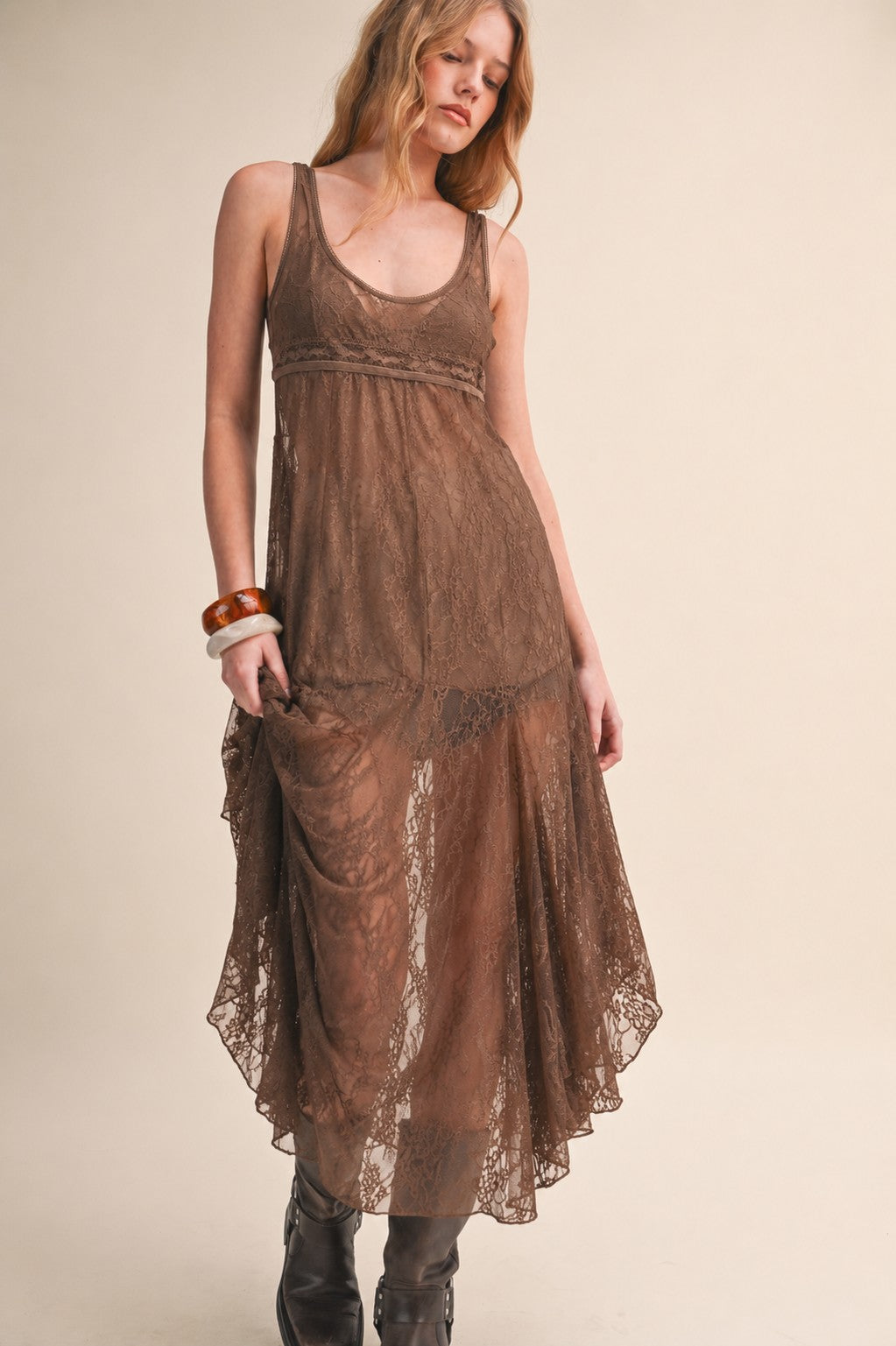 Brown Lace Dress-Market Grey Boutique
