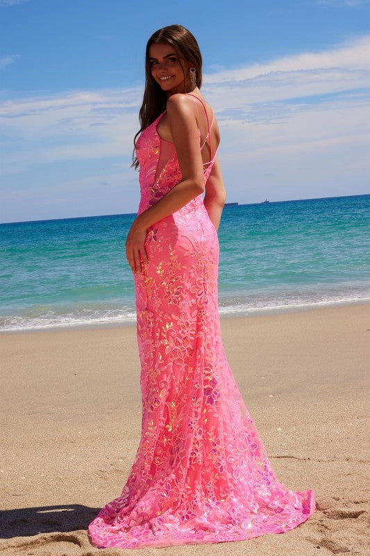 2026 Hot Pink Magnificent Fully Sequined Tulle Gown🤍-Market Grey Boutique