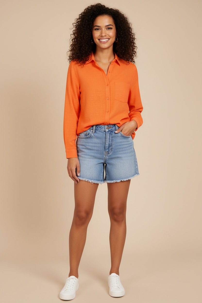 Orange You Cute Button Down Top