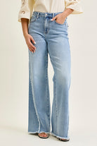 JB High Waist Retro Twisted Outseam Wide Denim-Market Grey Boutique