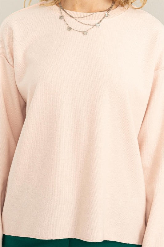 Blush Reverse Seam Long Sleeve Top