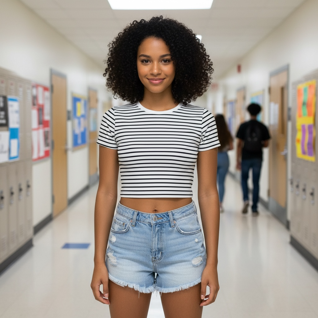 White/Black Seamless Stripe Baby Tee