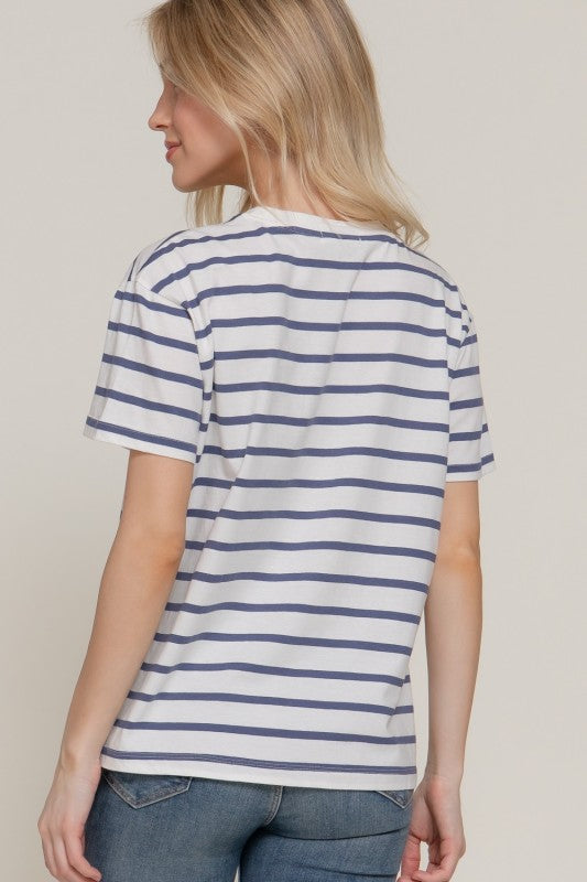 Blue Stripe Oversize Tee