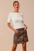 Leopard Scallop Buttoned Front Skirt