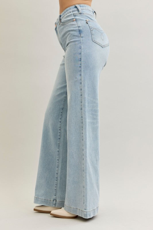 JB High Waisted Retro Wide Criss-cross Mild Destroy