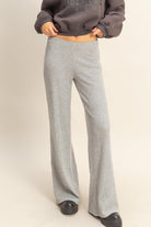 Grey Essential Knit Flare Pants-Market Grey Boutique