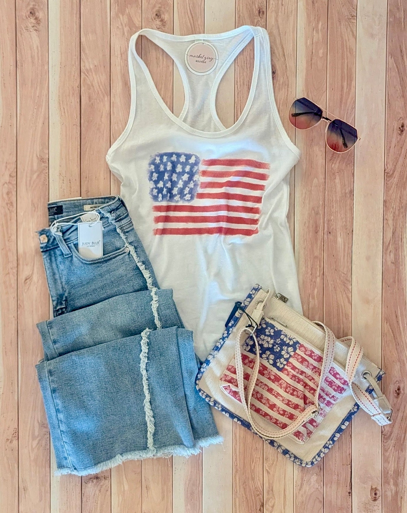 Watercolor Flag Tank-Market Grey Boutique