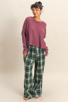 Green Flannel Lounge Pants-Market Grey Boutique