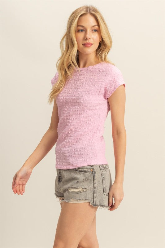 Pink Textured Knit Top