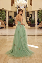 2026 - Sage Green Strapless Floral Accent Gown🤍-Market Grey Boutique