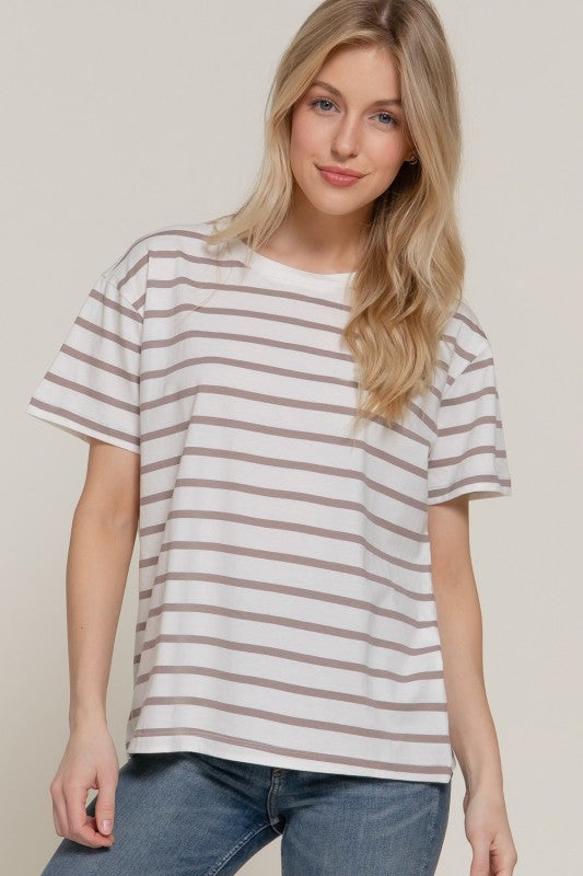 Mocha Stripe Oversize Tee