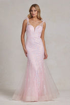 2026 Pink Floral Mermaid Gown w/Feather Accents🤍-Market Grey Boutique