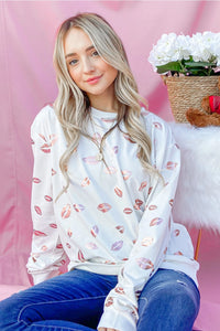 White Kiss Pink Foil Sweatshirt