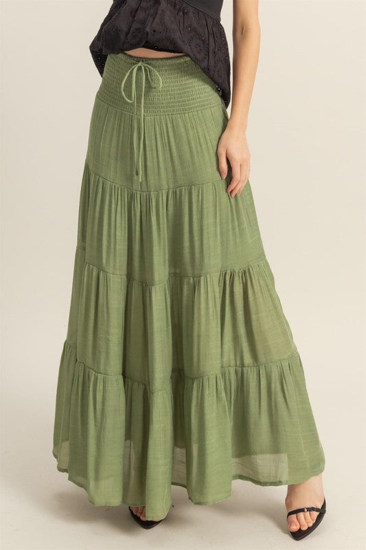 Smocked Waist Maxi Skirt