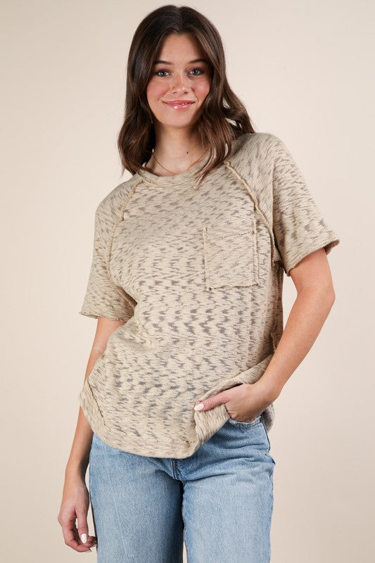 Beige Patch Pocket Casual Top