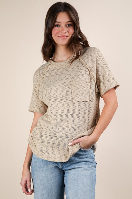 Beige Patch Pocket Casual Top
