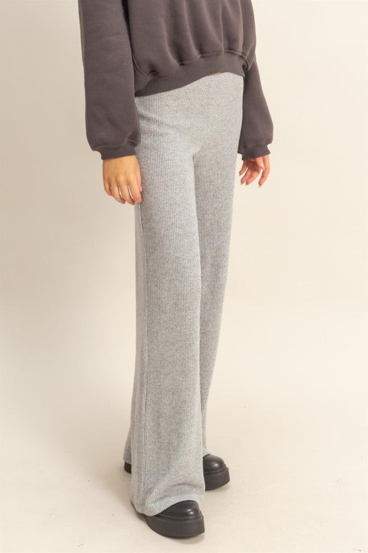 Grey Essential Knit Flare Pants-Market Grey Boutique