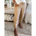 Solid Color Waist Tie Ladies Pants