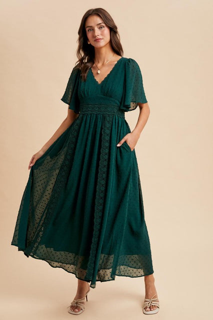 Holly Green Swiss Dot Maxi Dress