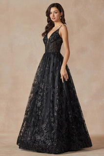 Black Butterfly Embroidered Corset Gown