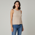 Khaki Ribbed Asymmetrical Tank