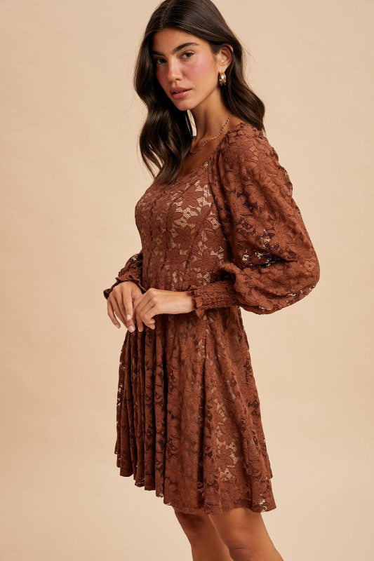 Autumn Dreams Lace Mini Dress