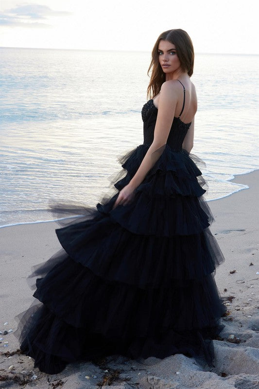 Preview only -  2026 Black Tulle Layered Ballgown🤍