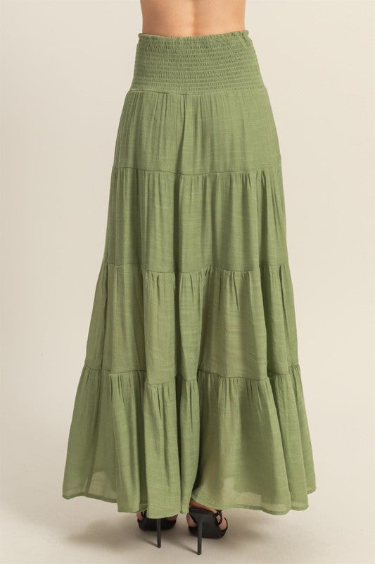 Smocked Waist Maxi Skirt