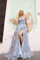 2026 - Pale Blue Floral A-line Ruffle Dress🤍-Market Grey Boutique