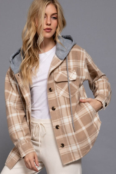 Plaid Fleece Hoodie Jacket