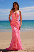 2026 Hot Pink Magnificent Fully Sequined Tulle Gown🤍