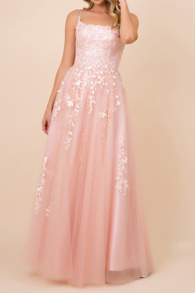 DUSTY ROSE FLORAL APPLIQUÉ CORSET GOWN🤍