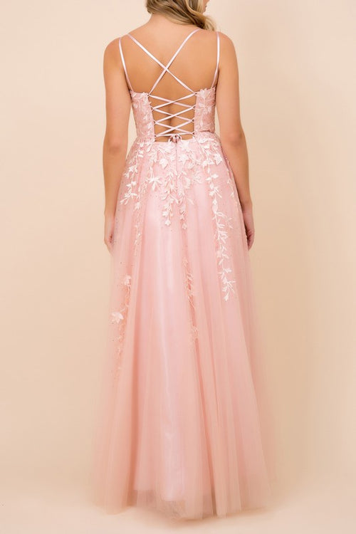 2025 DUSTY ROSE FLORAL APPLIQUÉ CORSET GOWN🤍