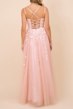 2025 DUSTY ROSE FLORAL APPLIQUÉ CORSET GOWN🤍