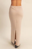 Mid-rise Mineral Washed Casual Maxi Skirt-Market Grey Boutique