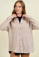 Waffle Front Patch Knit Shacket-Market Grey Boutique