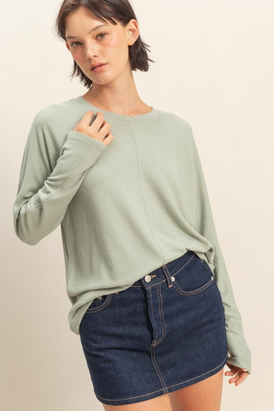 Sage Me Relaxed Top-Market Grey Boutique