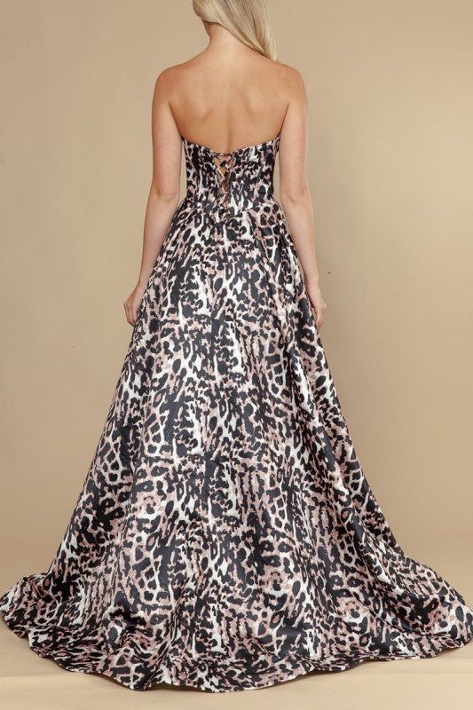 Preview Only 2026 -Satin Animal Print A-Line Gown🤍