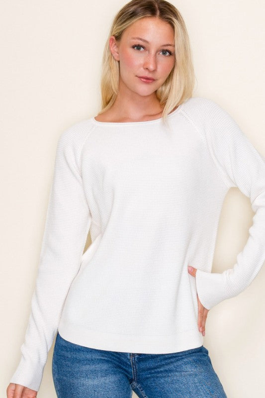 Ivory Mini Waffle Sweater
