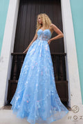 Preview only -  2026 Dusty Blue Floral Corset Gown🤍