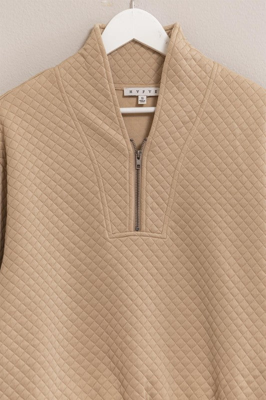 Quilted Half Zip Pullover