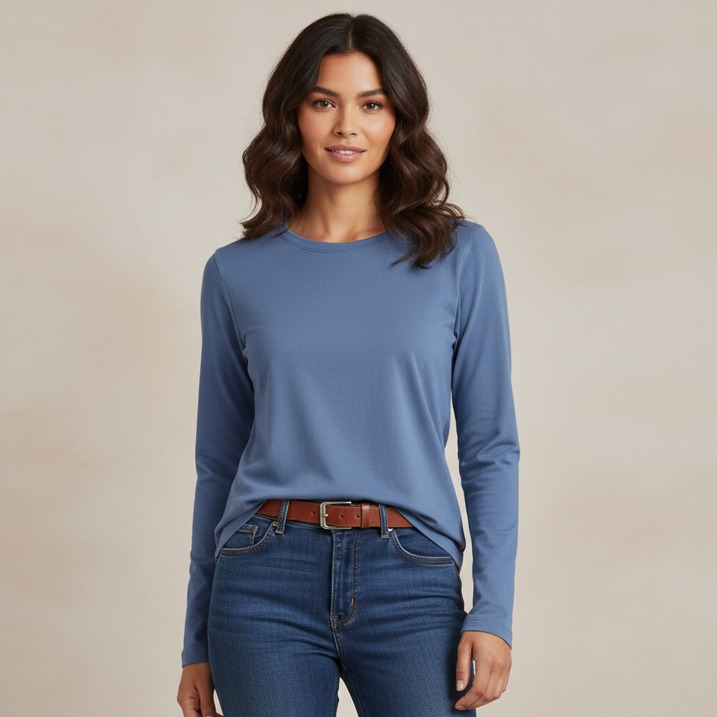 Dusty Blue Basic Long Sleeve Tee
