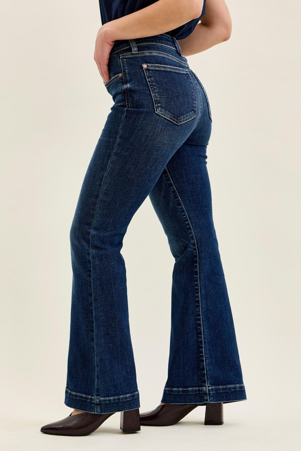 JB High Waste Petite Trouser Flare-Market Grey Boutique