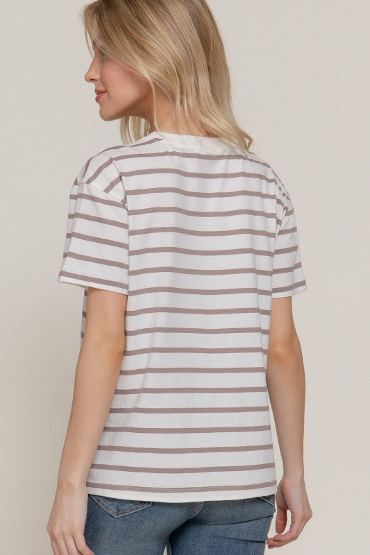 Mocha Stripe Oversize Tee