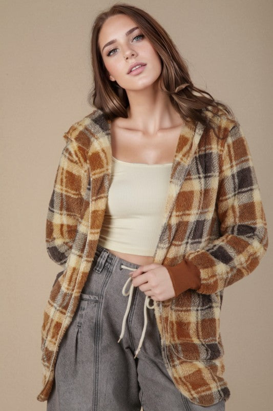 Plaidly in Love Faux Fur Jacket