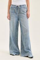 JB High Waist Palazzo Featherweight Denim-Market Grey Boutique