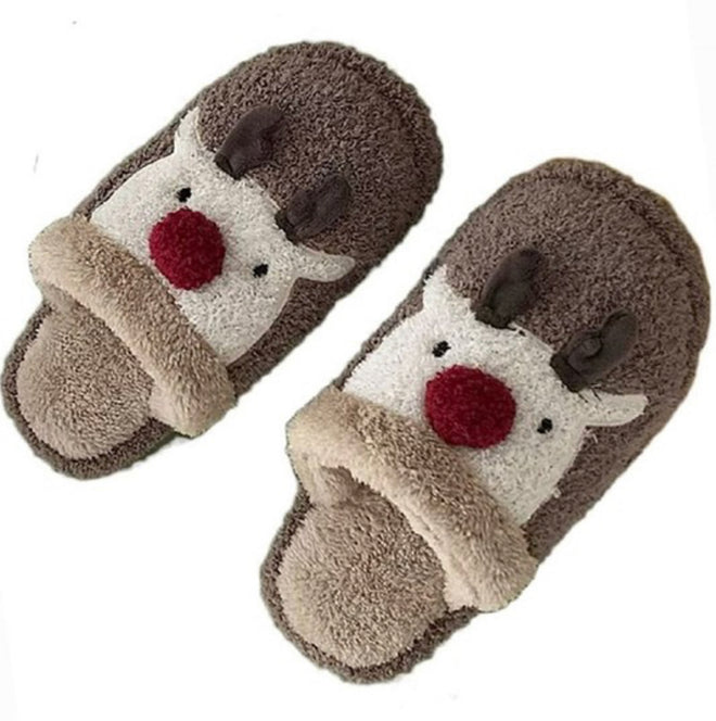 Fuzzy Reindeer Slippers